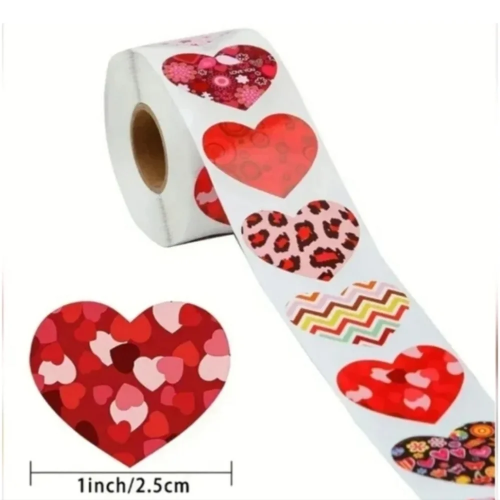 500 Pieces Roll Heart Sealing Sticker